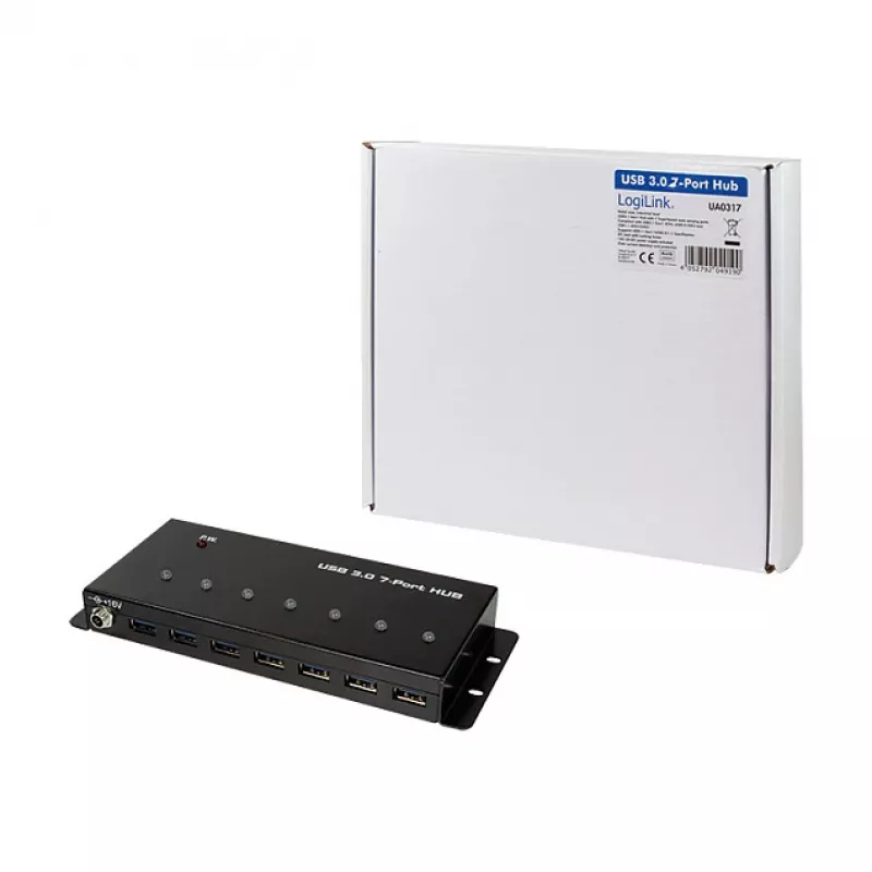 Hub USB 3.0 LOGILINK UA0317, 7 Portas, Caixa Metálica, Qualidade Industrial