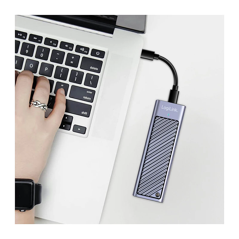 LogiLink UA0435 caixa para SSD USB 3.2 Gen 2x2, M.2 NVMe/SATA, USB-C, 20 Gbps, cinzento