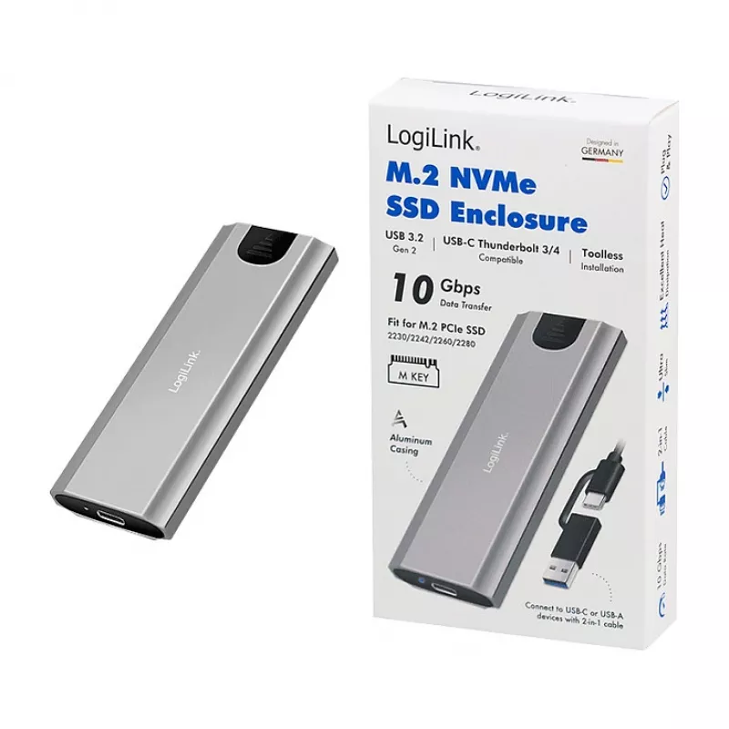 LogiLink UA0439 caixa para SSD USB 3.2 Gen 2 USB-C para PCIe NVMe