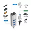 Logilink UA0440 Hub USB 3.2 Gen 1 de 3 portas com adaptador Gigabit Ethernet, conector USB-C e USB-A, alumínio