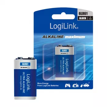 Pilha alcalina LogiLink Ultra Power 9V, pack de 1 blister