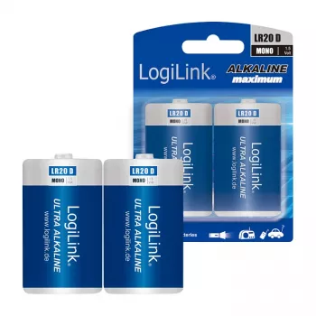 LogiLink Pilha alcalina Ultra Power D LR20 pack de 2 blister