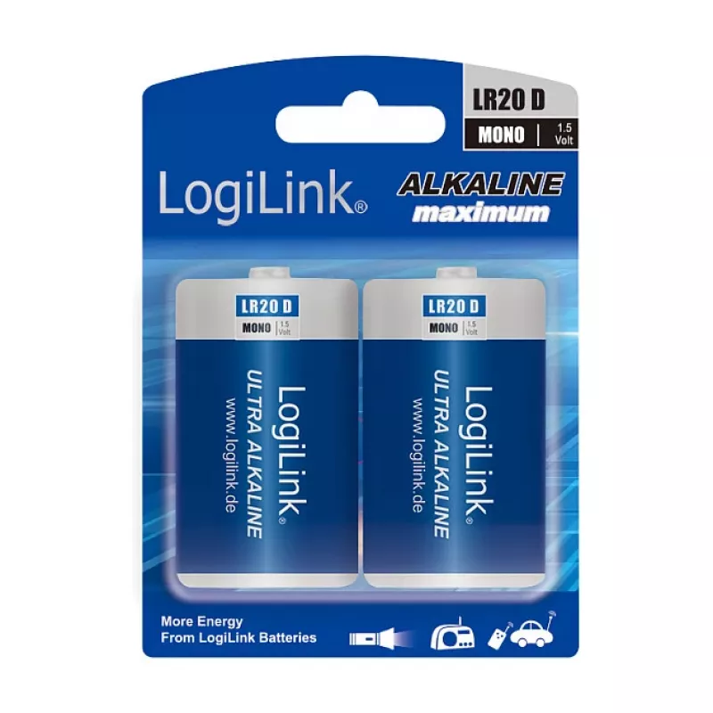 LogiLink Pilha alcalina Ultra Power D LR20 pack de 2 blister