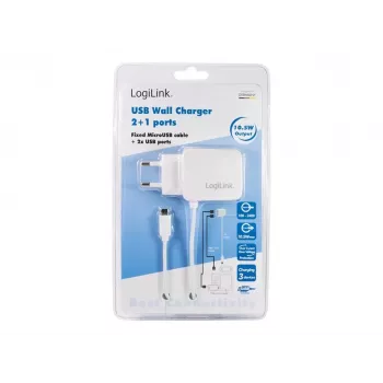 LogiLink Carregador USB de Parede Universal - Fonte de Alimentação - 2,1 A - 2 Portas de Saída (USB)
