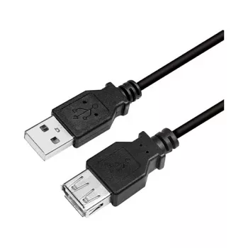 Cabo de extensão LogiLink CU0011B USB 2.0, ficha USB-A para conector fêmea USB-A, preto, 3 m