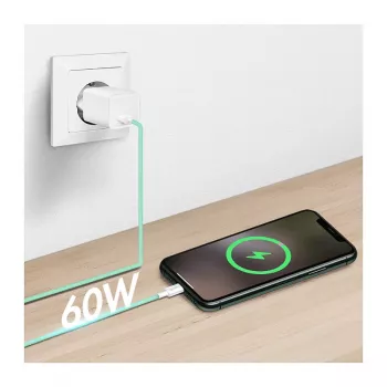 LogiLink Cabo USB 2.0 Type-C, A/M para C/M, 480 Mbit/s, 60 W, nylon, verde, 0,5 m