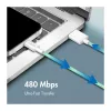 LogiLink Cabo USB 2.0 Type-C, A/M para C/M, 480 Mbit/s, 60 W, nylon, verde, 0,5 m