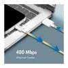 Cabo LogiLink USB 2.0 Type-C, A/M para C/M, 480 Mbps, 60W, nylon, amarelo, 0,5 m