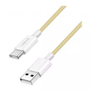 Cabo LogiLink USB 2.0 Type-C, A/M para C/M, 480 Mbps, 60W, nylon, amarelo, 0,5 m