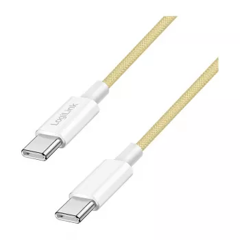 Cabo LogiLink USB 2.0 Type-C, C/M para C/M, 480 Mbps, 60W, nylon, amarelo, 0,5 m