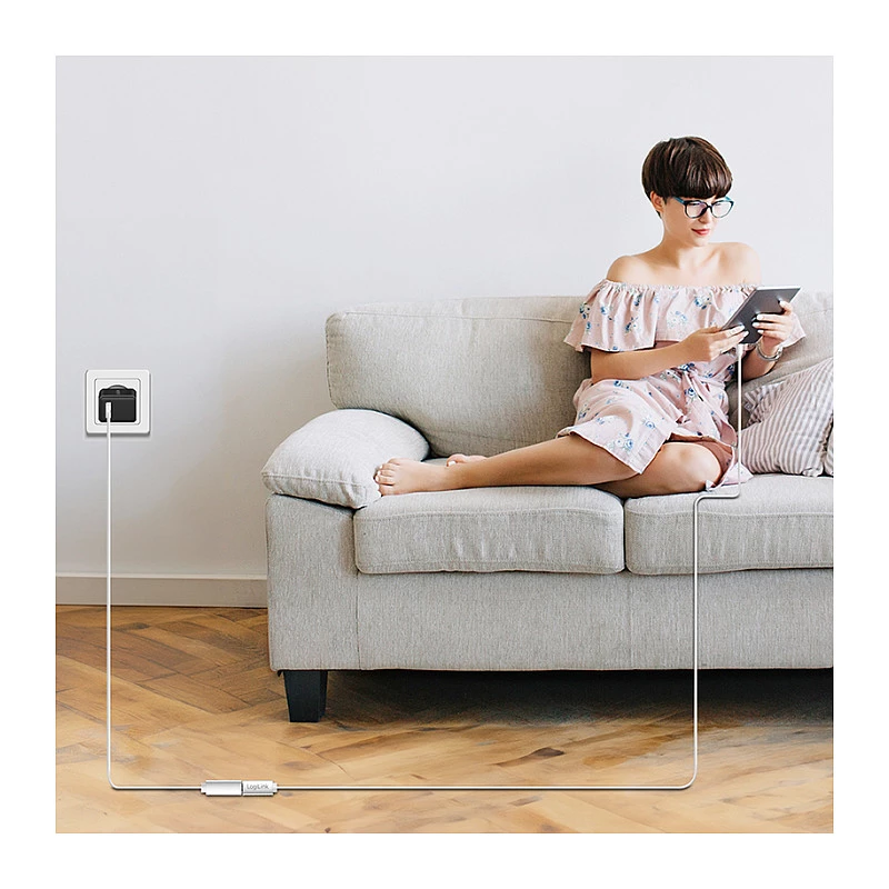 Cabo de extensão USB 2.0 USB-C Logilink (ficha para conector fêmea) – 100W PD, 480 Mbps, branco, 2m