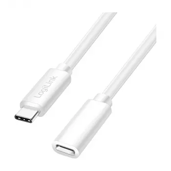 Cabo de extensão USB 2.0 USB-C Logilink (ficha para conector fêmea) – 100W PD, 480 Mbps, branco, 2m