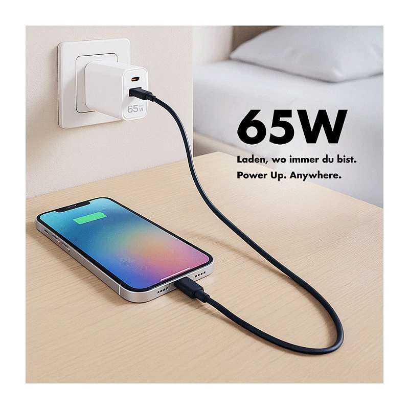 Carregador Logilink USB-A/C 65 W GaN, 1x USB-A (QC), 1x USB-C (PD), branco