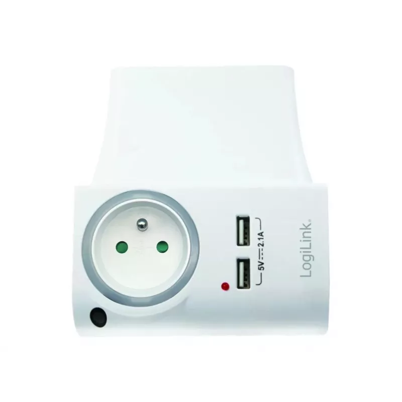 LogiLink Carregador de parede USB-A 10,5 W, 2 portas, com estação de carregamento, branco
