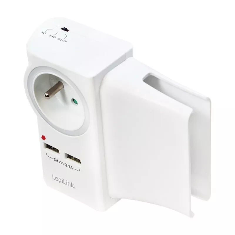 LogiLink Carregador de parede USB-A 10,5 W, 2 portas, com estação de carregamento, branco