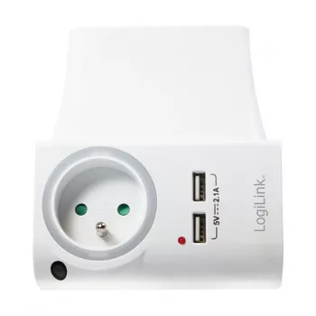 LogiLink Carregador de parede USB-A 10,5 W, 2 portas, com estação de carregamento, branco
