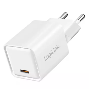 LogiLink Carregador USB-C 20 W GaN, 1 porta, USB Power Delivery, branco