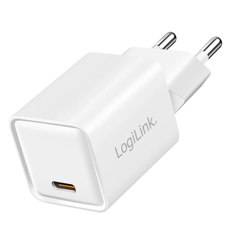 LogiLink Carregador USB-C 20 W GaN, 1 porta, USB Power Delivery, branco