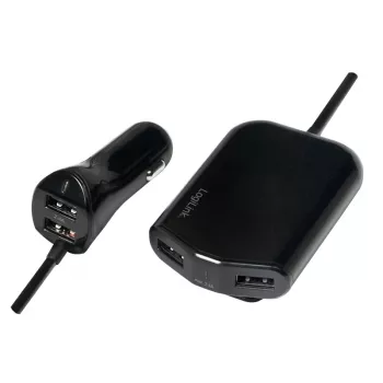 Logilink Carregador de automóvel USB, 2+2 portas, 24 W, preto