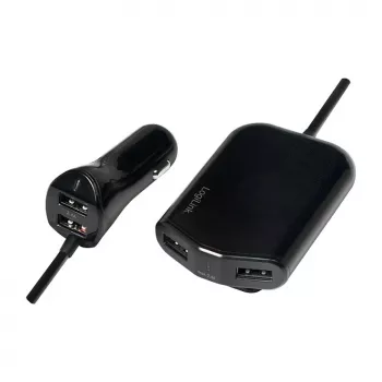 Logilink Carregador de automóvel USB, 2+2 portas, 24 W, preto