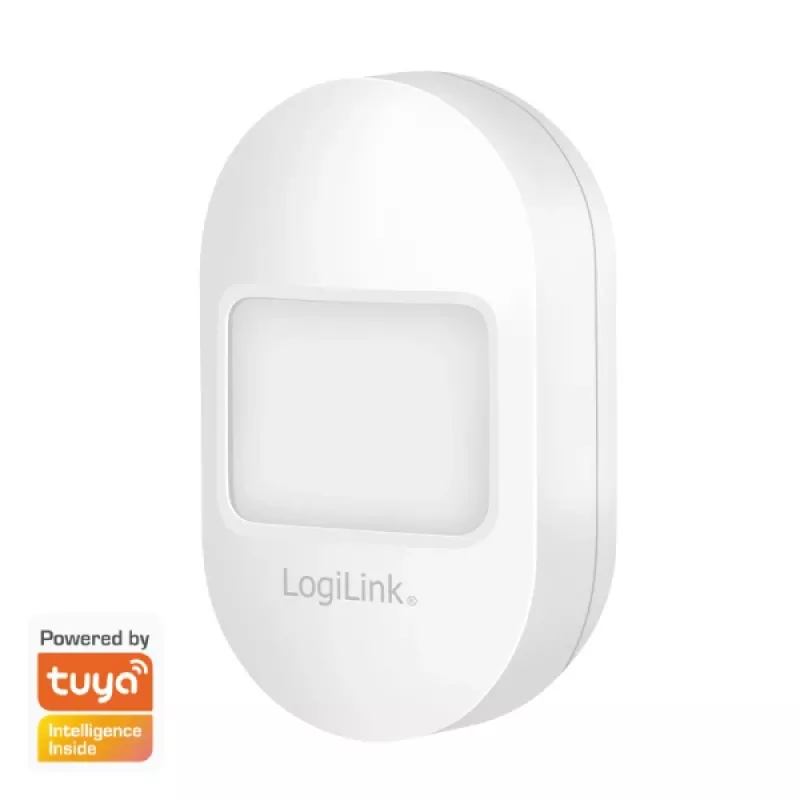 Logilink Sensor de movimento PIR inteligente WiFi, compatível com Tuya, branco