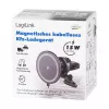 Carregador de automóvel sem fios LogiLink com suporte para smartphone 15W, forma redonda, Qi, fixação automática, grelha de ventilação e ventosa, preto