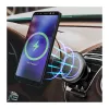 Carregador de automóvel sem fios LogiLink com suporte para smartphone 15W, forma redonda, Qi, fixação automática, grelha de ventilação e ventosa, preto