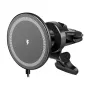 Carregador de automóvel sem fios LogiLink com suporte para smartphone 15W, forma redonda, Qi, fixação automática, grelha de ventilação e ventosa, preto