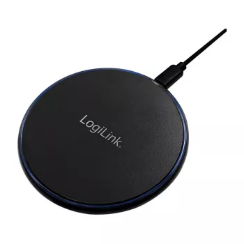 Carregador de mesa sem fios LogiLink 10 W Qi, base de carregamento preta