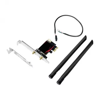 LogiLink WL0248 placa PCI-Express Wi-Fi 6E AX5400 Tri-Band com Bluetooth 5.2, 2,4/5/6 GHz, 2 antenas removíveis de 5 dBi, Intel AX210, WPA3, Windows 10/11 e Linux