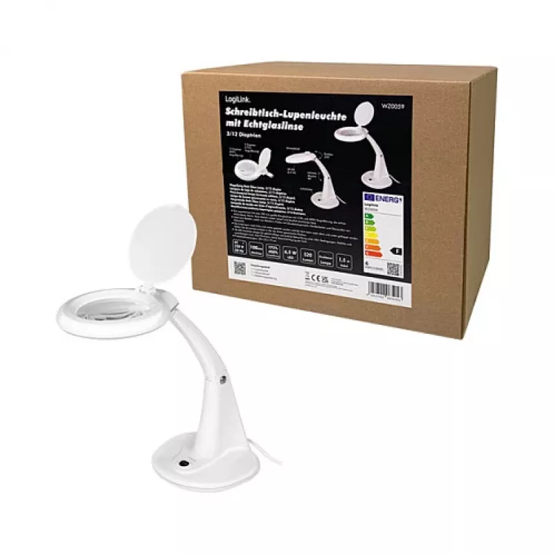LogiLink WZ0059 lâmpada com lupa LED com suporte de secretária, 3 dioptrias, 40 LED, 6,5 W