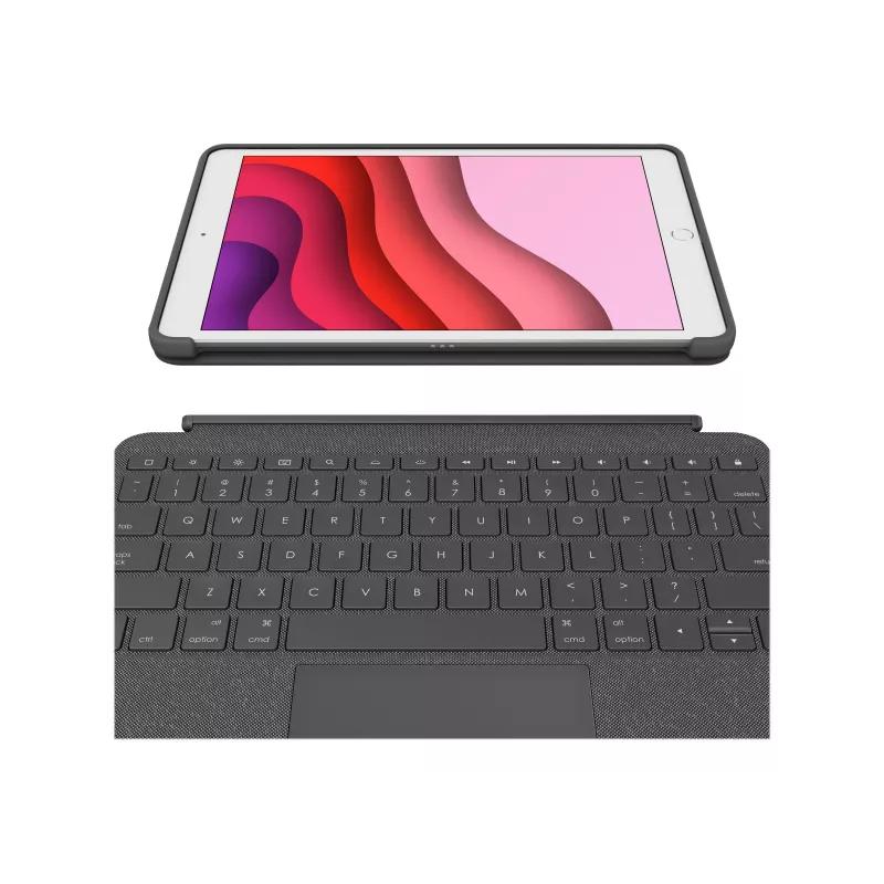 Teclado Logitech Combo Touch e capa folio com trackpad, retroiluminado, Apple Smart Connector, AZERTY francês, grafite, para iPad Apple 10,2 polegadas (7.ª geração, 8.ª geração)
