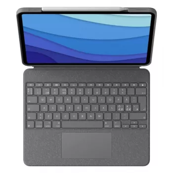 Logitech Combo Touch capa com teclado e trackpad para iPad Pro 12.9 (5.ª geração), disposição Pan Nordic, Oxford Gray
