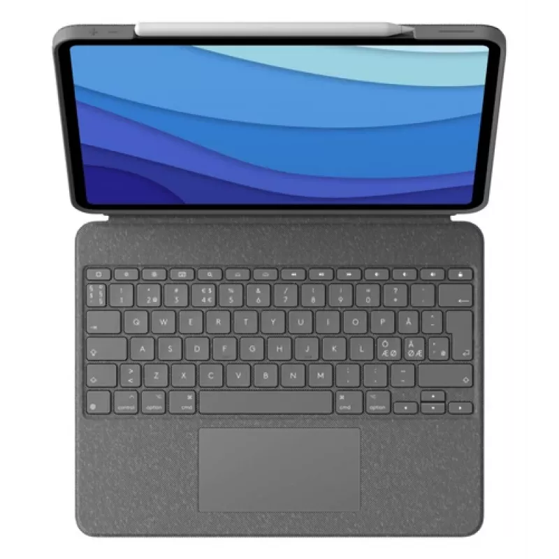 Logitech Combo Touch capa com teclado e trackpad para iPad Pro 12.9 (5.ª geração), disposição Pan Nordic, Oxford Gray