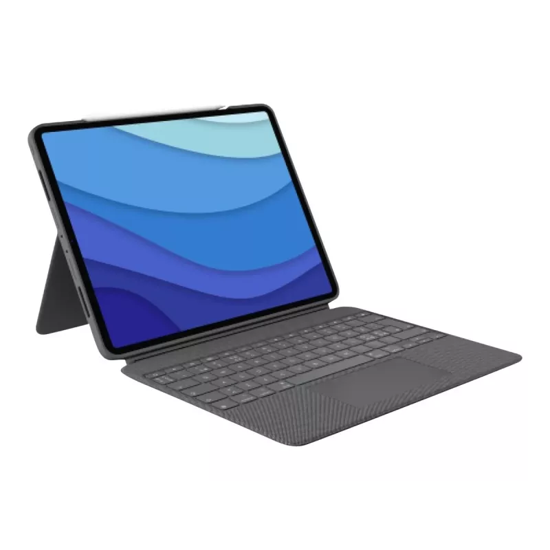 Logitech Combo Touch capa com teclado e trackpad para iPad Pro 12.9 (5.ª geração), disposição Pan Nordic, Oxford Gray