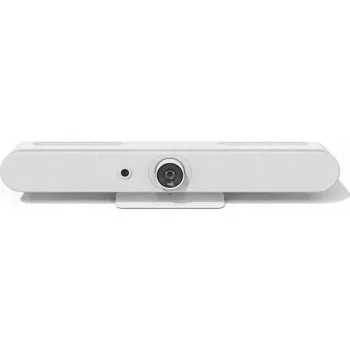 Logitech ConferenceCam Rally Bar Mini branco - barra de videoconferência 4K UHD com enquadramento automático por IA, 6 microfones beamforming, suporte para dois ecrãs