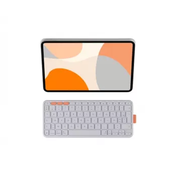 Capa de teclado e folio Logitech Flip Folio - tamanho completo - sem fios - Bluetooth 5.1 LE - AZERTY - francês - cinzento-claro - para Apple iPad Air 10,9 polegadas (5.ª geração)