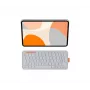 Capa de teclado e folio Logitech Flip Folio - tamanho completo - sem fios - Bluetooth 5.1 LE - AZERTY - francês - cinzento-claro - para Apple iPad Air 10,9 polegadas (5.ª geração)