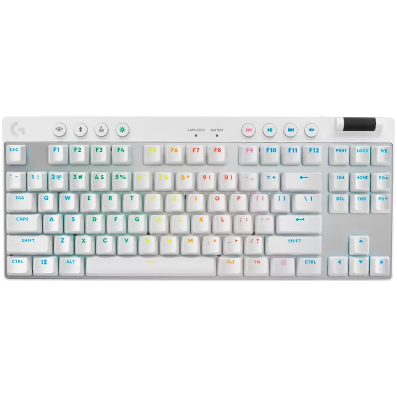 Logitech G PRO X TKL Lightspeed teclado gaming sem fios, QWERTY nórdico, retroiluminado, 2,4 GHz/Bluetooth, interruptores táteis, branco