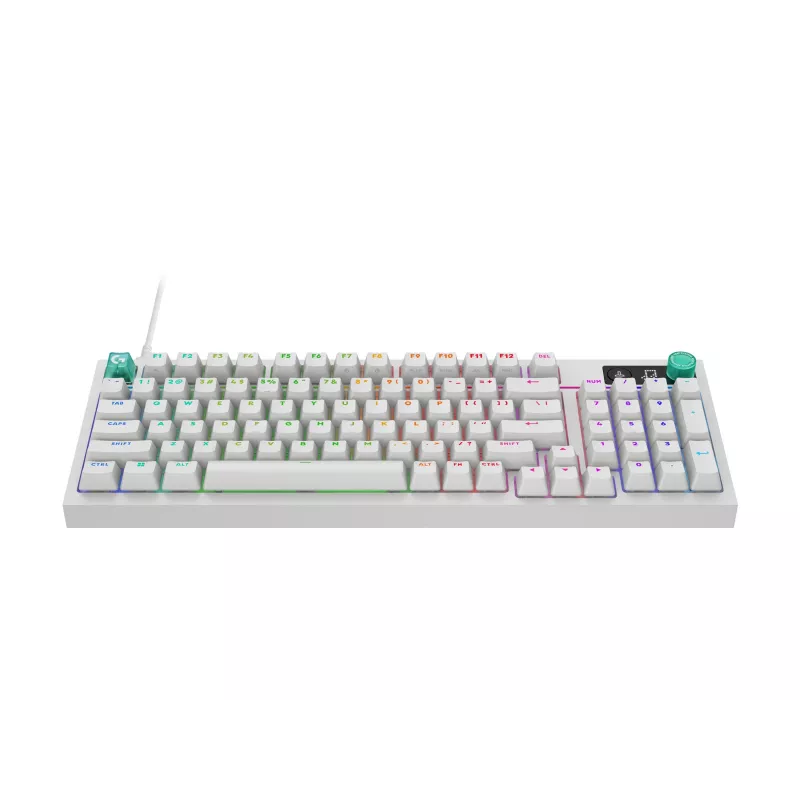 Logitech G316 X 98 Teclado mecânico compacto para gaming, GX Brown Tactile, LIGHTSYNC RGB, Branco, Layout alemão