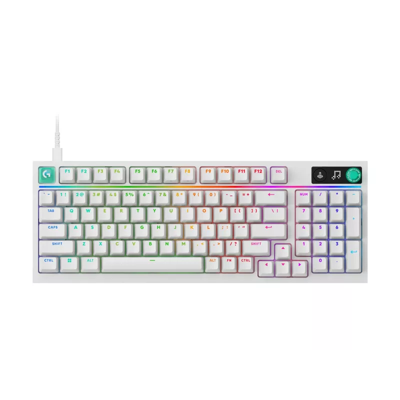 Logitech G316 X 98 Teclado mecânico compacto para gaming, GX Brown Tactile, LIGHTSYNC RGB, Branco, Layout alemão