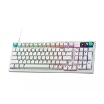 Logitech G316 X 98 Teclado mecânico compacto para gaming, GX Brown Tactile, LIGHTSYNC RGB, Branco, Layout alemão