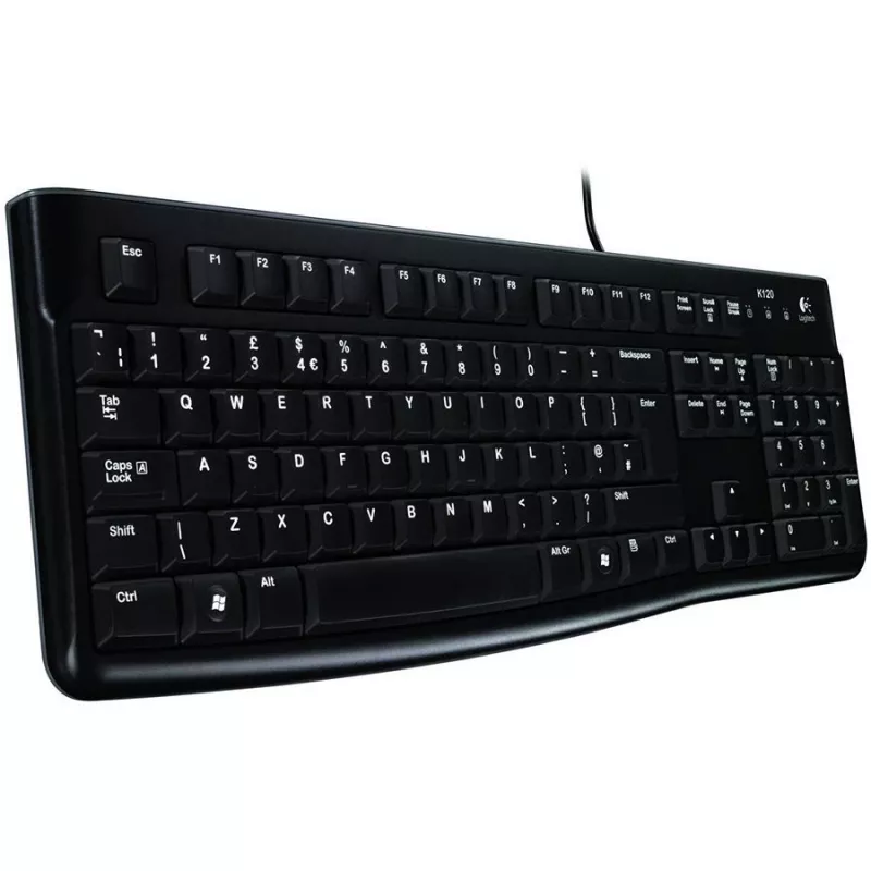 Teclado USB Logitech K120 for Business, com fios, formato completo, preto