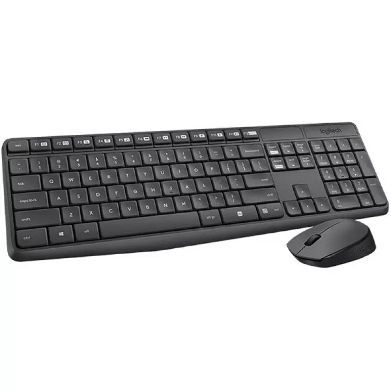 Conjunto de teclado e rato sem fios Logitech MK235, 2,4 GHz RF, layout QWERTZ, preto, recetor USB – 920-008031