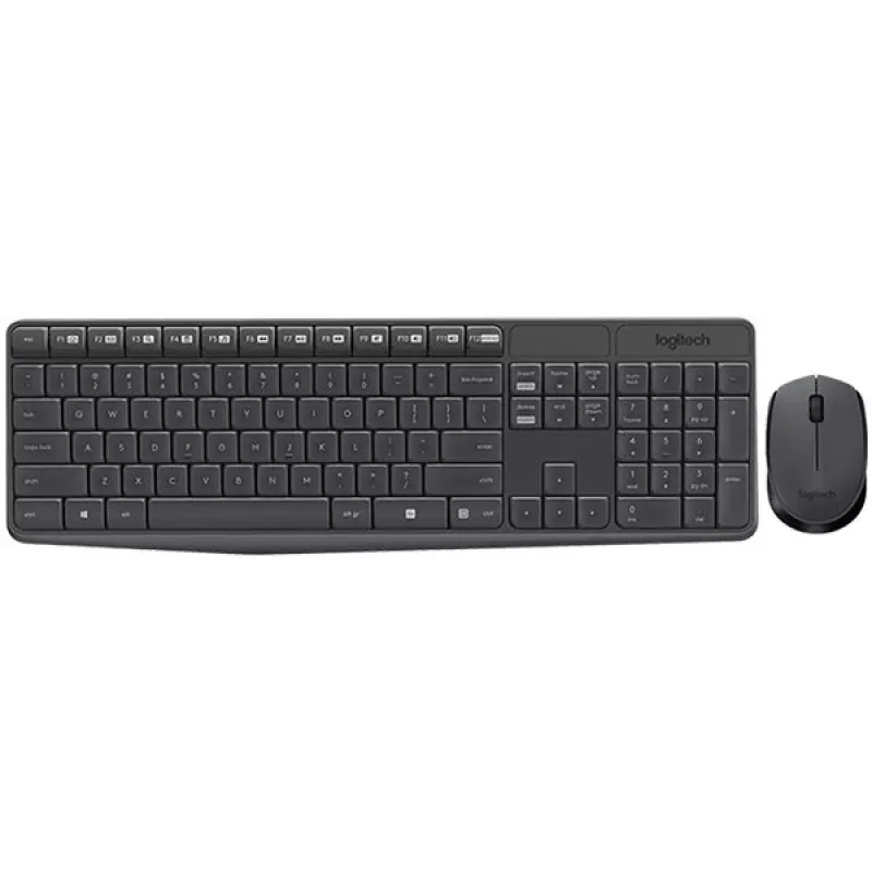 Conjunto de teclado e rato sem fios Logitech MK235, 2,4 GHz RF, layout QWERTZ, preto, recetor USB – 920-008031