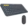 Logitech Pebble 2 Combo Tonal Graphite Conjunto de teclado e rato sem fios, Layout francês AZERTY, Bluetooth e recetor USB Logi Bolt, cliques silenciosos, multi-dispositivo, plástico reciclado