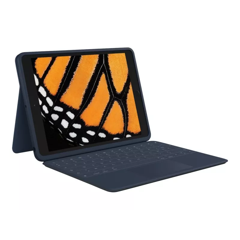 Logitech Rugged Combo 3 Touch for Education – teclado e capa folio – com trackpad – Apple Smart Connector – AZERTY – francês – Classic Blue – para instituições de ensino – para iPad Apple 10,2 polegadas