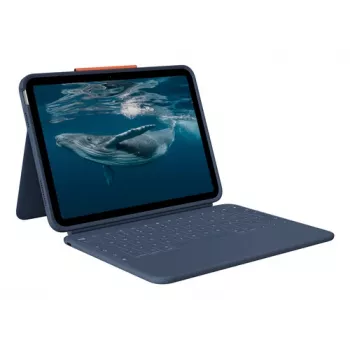 Logitech Rugged Combo 4c Classic Blue capa com teclado para iPad com trackpad, Smart Connector, QWERTZ