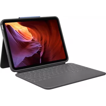 Teclado Logitech Rugged Folio e capa folio com Apple Smart Connector – layout AZERTY francês – grafite – para iPad Apple 10,9 polegadas (10.ª geração)