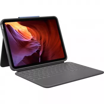 Logitech Rugged Folio com Teclado QWERTY US International para Apple iPad de 10.ª Geração (A2696) - Grafite, Proteção contra Quedas MIL-STD-810G